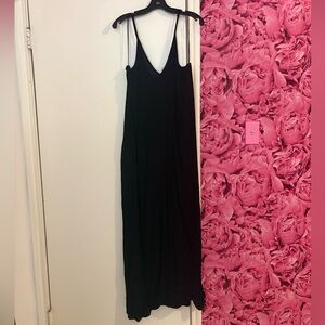 Elegant Black Maxi Strappy Dress- crinkle material- Vici Dolls